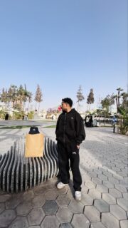 Black tracksuit full zipper hoodie with Wide leg pant - Image 3