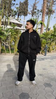 Black tracksuit full zipper hoodie with Wide leg pant - Image 5