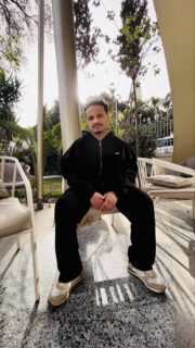 Black tracksuit full zipper hoodie with Wide leg pant